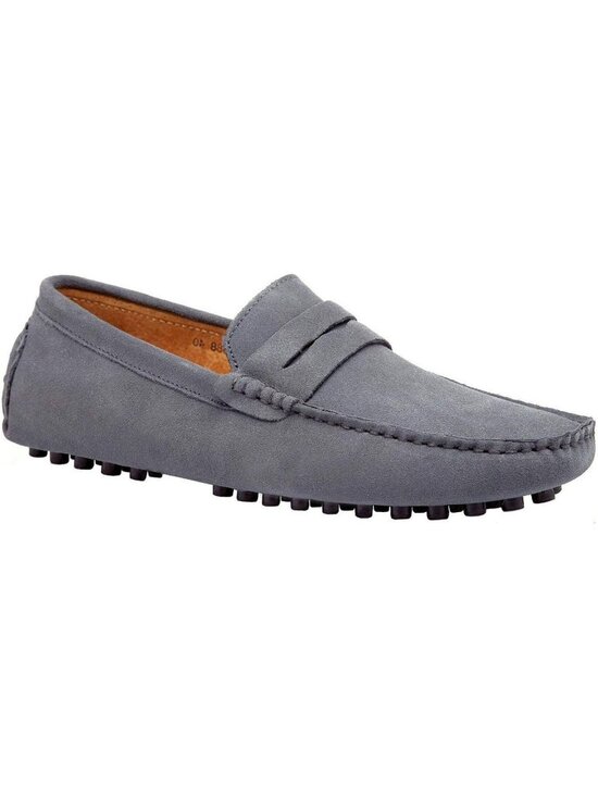 JIONS Men\'s Grey Suede Cow Leather Penny Loafers Moccasins Slip On Casual Shoes main image 6